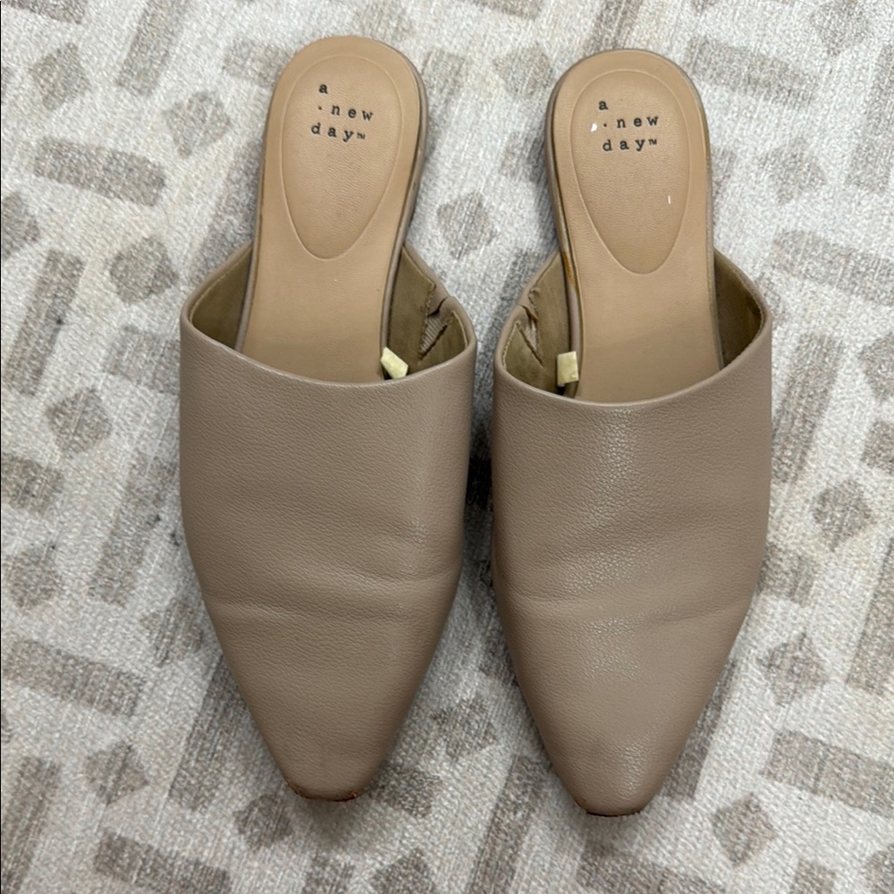 A New Day Tan Mules Modern Minimalist Design